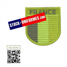 Ecusson tricolore Militaire brodé BASSE VISIBILITE VERT France sur velcro tour vert