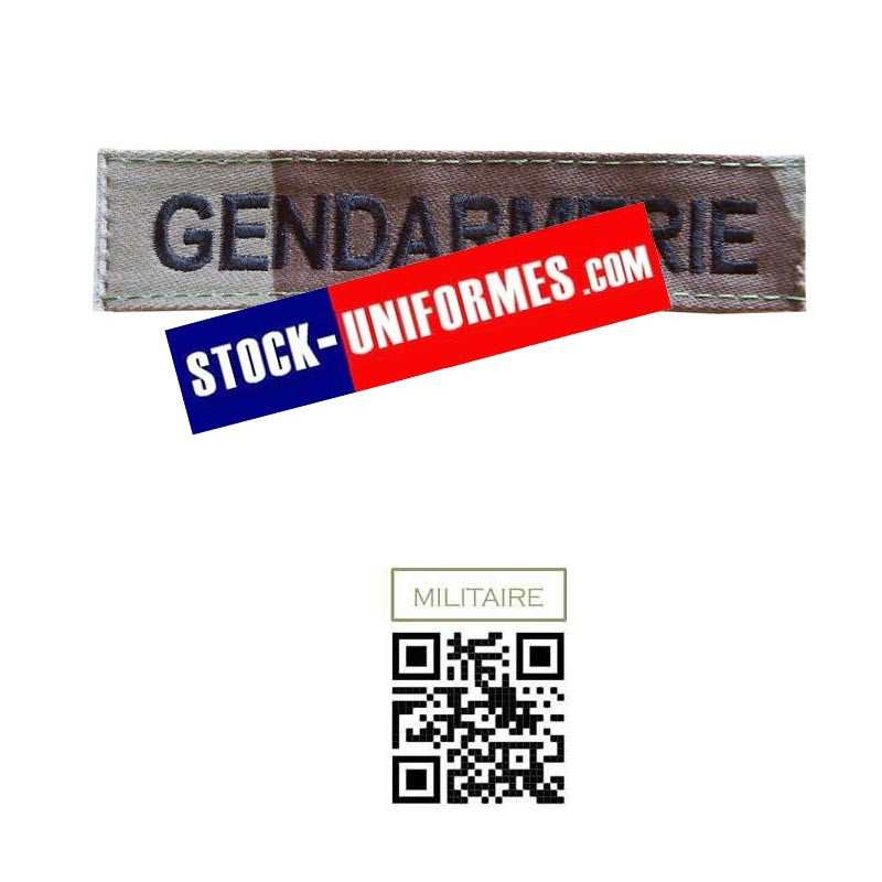 Bande patronyme brodée GENDARMERIE sur tissu camouflage