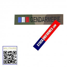 Bande patronyme GENDARMERIE TRICOLORE sur tissu camouflage