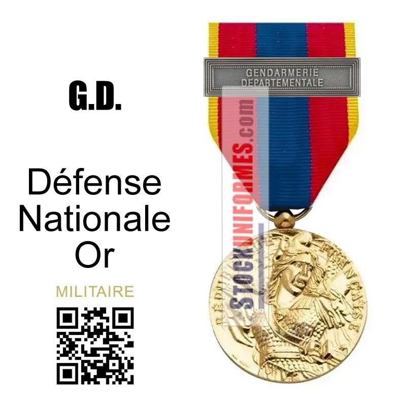 Médaille ordonnance Défense Nationale Or agrafe Gendarmerie Départementale