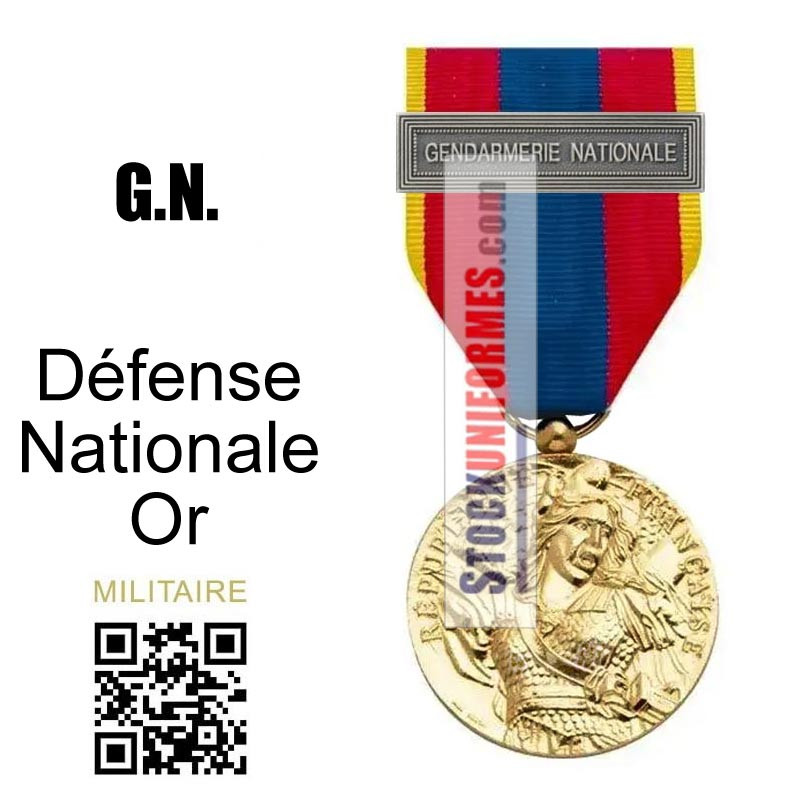 Médaille ordonnance Défense Nationale Or agrafe Gendarmerie Nationale