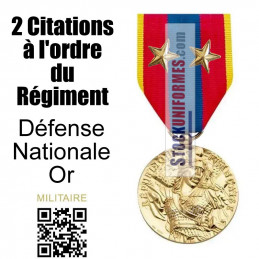 MEDAILLE DEFENSE NATIONALE OR AGRAFES 2 ETOILES BRONZE