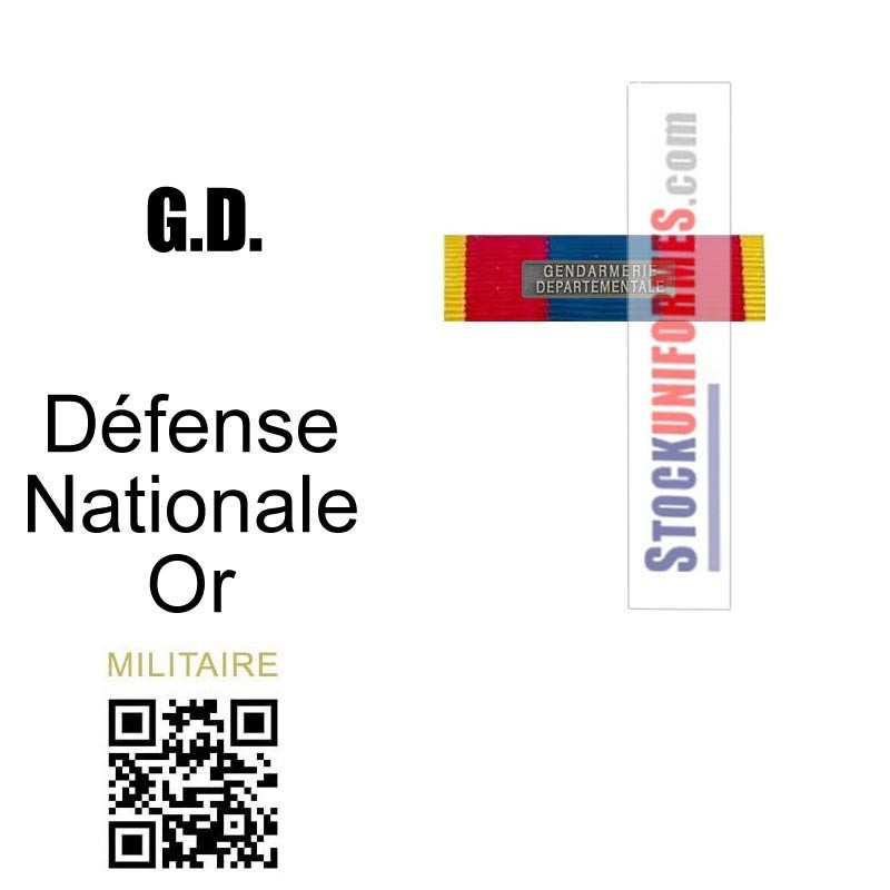Barrette Défense Nationale Or agrafe Gendarmerie Départementale