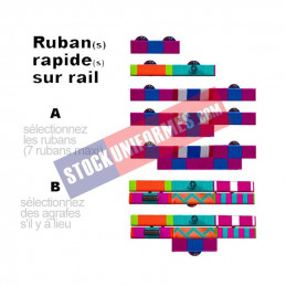 BARRETTES DIXMUDE DE DECORATION SUR RAIL RAPIDE AVEC PINS - de 1 à 7 rubans