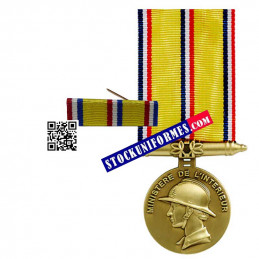 Médaille avec sa barrette Sapeurs-pompiers bronze 10 ans d'ancienneté
