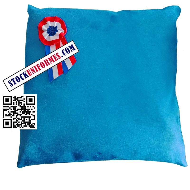 Coussin velours Bleu pour remise de médaille - 30 cm / 30 cm - plus cocarde tricolore