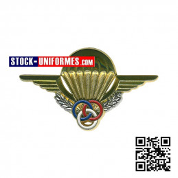 Brevet parachutiste Moniteur BMP couleur or et 3 Anneaux tricolores
