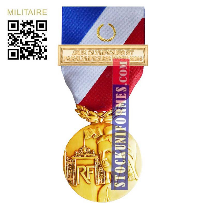 Médaille Sécurité Intérieure Or Agrafe Jeux Olympiques Paralympiques Paris 2024