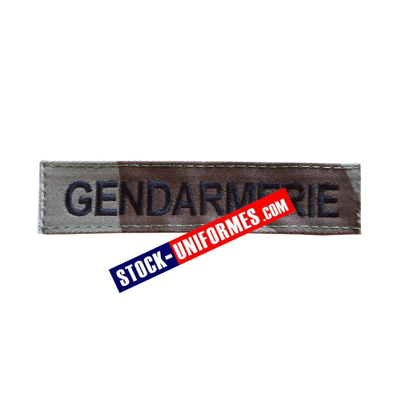 Bande brodée GENDARMERIE sur tissu camouflage Bande brodée GENDARMERIE sur tissu camouflage