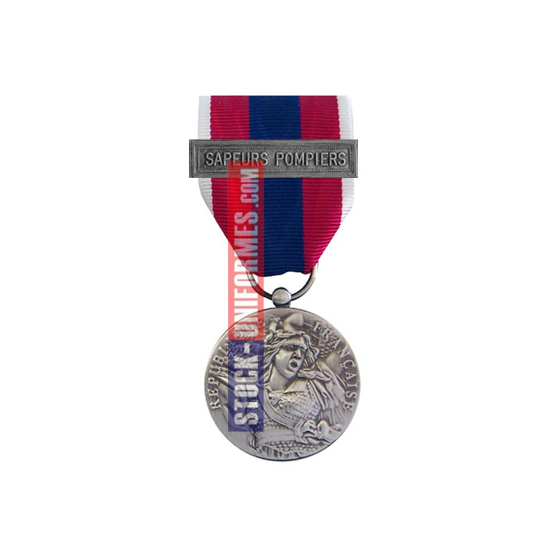 Médaille ordonnance Défense Nationale argent agrafe Sapeurs-Pompiers