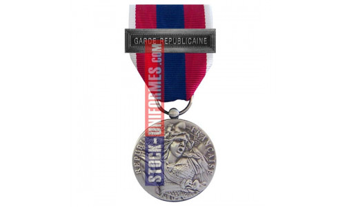 Médaille ordonnance Défense Nationale argent agrafe Garde Républicaine