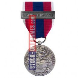 Médaille ordonnance Défense Nationale argent agrafe Gendarmerie Nationale