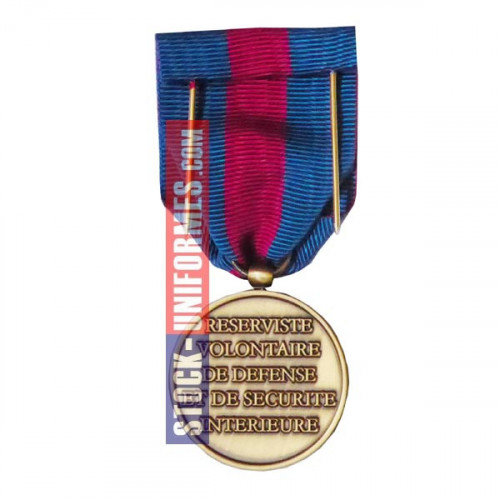 verso - Médaille Bronze Réserviste Volontaire de Sécurité Intérieure - AGRAFE EN OPTION