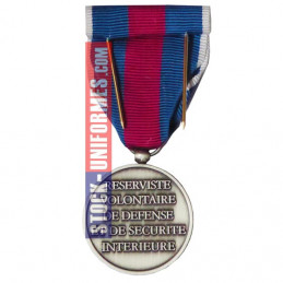 verso - Médaille Argent Réserviste Volontaire de Défense et Sécurité Intérieure