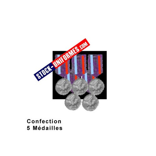 Montage de 5 Médailles ordonnance cousues sur drap noir