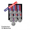 Montage 10 Médailles ordonnance cousues sur drap noir