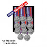 Montage 11 Médailles ordonnance cousues sur drap noir