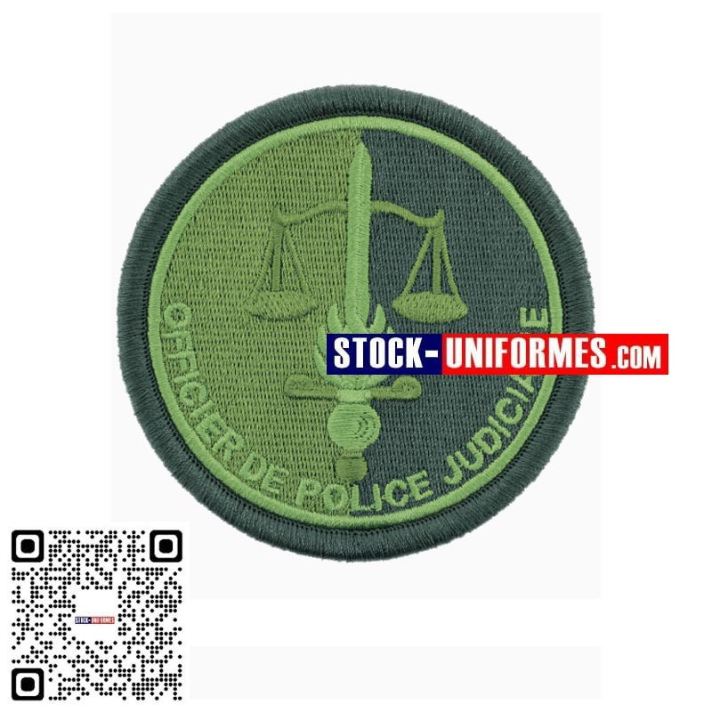 Ecusson brodé basse visibilité Vert OPJ Officier de Police Judiciaire