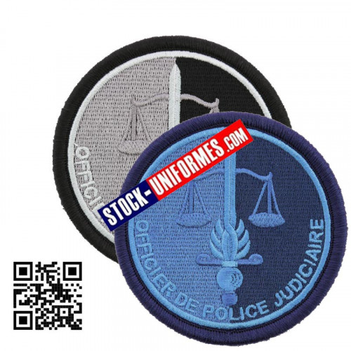 Ecusson brodé basse visibilité OPJ Officier Police Judiciaire 2 écussons