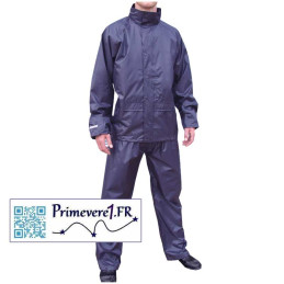 Ensemble de pluie bleu marine 1 veste 1 pantalon sur manequin