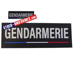 DOSSARD et RAPPEL PVC NOIR sur velcro marqué en blanc GENDARMERIE NATIONALE - devant et dos