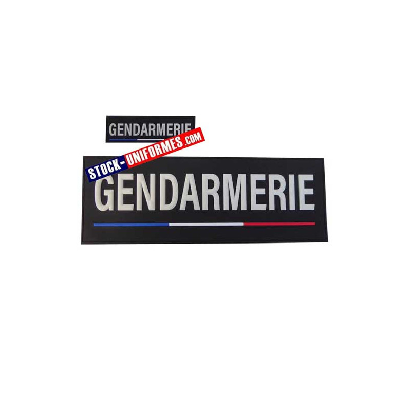 DOSSARD et RAPPEL PVC NOIR sur velcro marqué en blanc GENDARMERIE NATIONALE - devant et dos