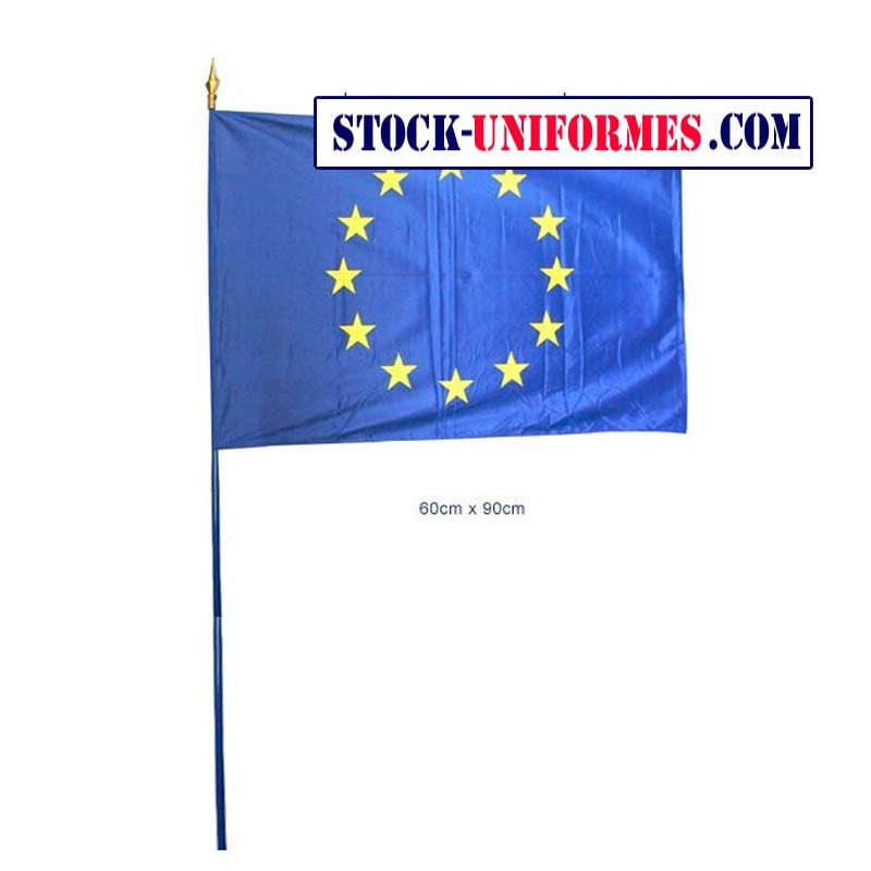 Drapeau Europe 60/90 cm avec hampe et pointe pour pavoisement