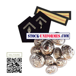 Pack vereuse Gendarerie Départementale boutons nickels ecussons de col galons de manches grade ADJUDANT