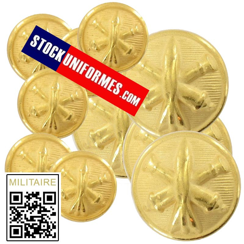 Lot de boutons ARTILLERIE pour vareuse - 4 gros 6 petits boutons
