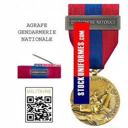 Médaille ordonnance Défense Nationale bronze agrafe Gendarmerie Nationale avec sa barrette